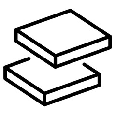 Line icon illustration depicting layered square shapes for design and layout concepts in graphic design