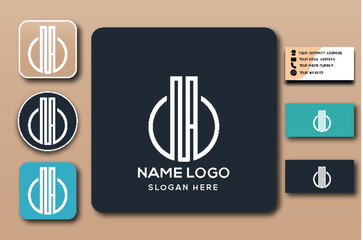 Logo mockup featuring a circular design with vertical lines.