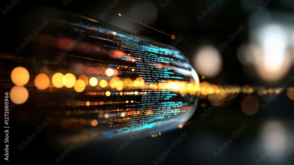 Aufkleber conceptual 3d rendering of abstract networks, random code, and web and software development, symboli