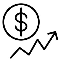 Dollar sign and upward trend line icon representing financial growth and investment strategies