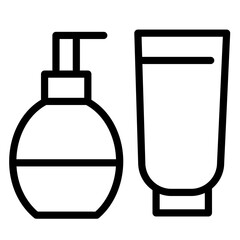 Line icon vector illustration of a soap dispenser and a tube of cream for skincare and hygiene products