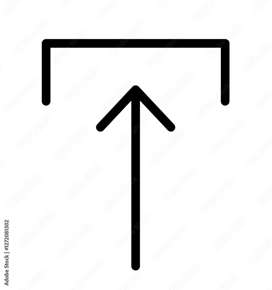 Aufkleber line icon of upward arrow and square symbol representing direction and navigation in design