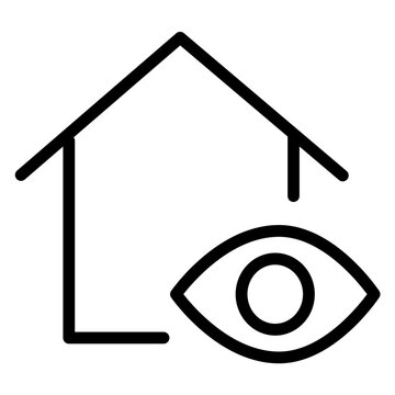 recommend clip art: Home security monitoring system icon showing house and eye for surveillance and safety