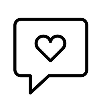 Naklejki Simple line art illustration of a speech bubble with a heart symbol representing love and communication