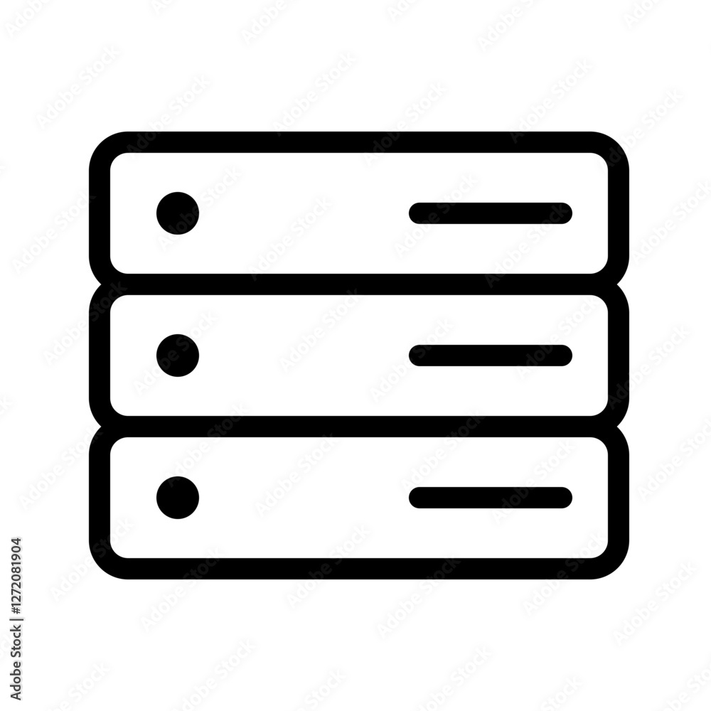 Poster server line icon illustration representing data storage and management concepts in a simplified desi