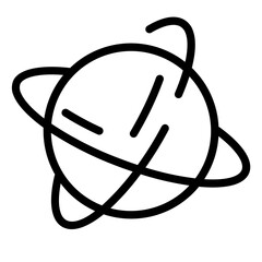 Minimalistic line icon illustration of a planet with rings and orbital paths for use in digital design and creative projects