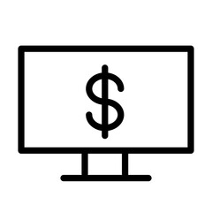 Illustration of a computer monitor displaying a dollar sign symbolizing online finance and digital transactions