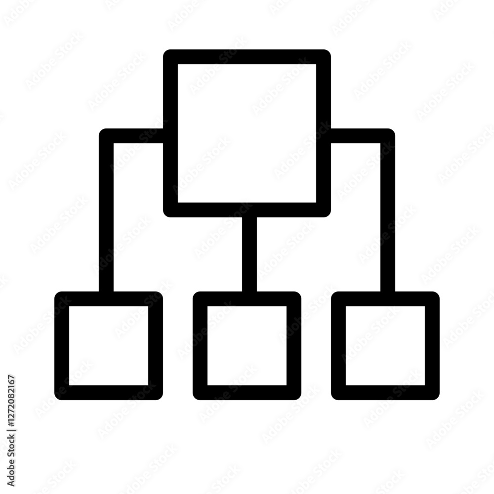 Poster line icon vector illustration of a flowchart with a central node and branching connections depicting