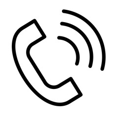 Line icon illustration of an old-style telephone with sound waves indicating an incoming call or communication