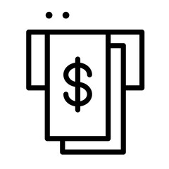 Line icon vector illustration of cash with dollar sign depicting financial transactions and payments