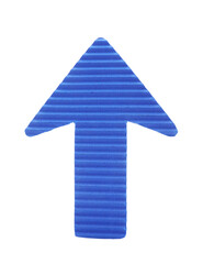 One blue paper arrow isolated on white
