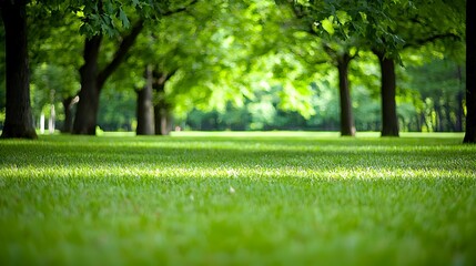Obraz premium Lush Green Grassy Field Surrounded by Trees