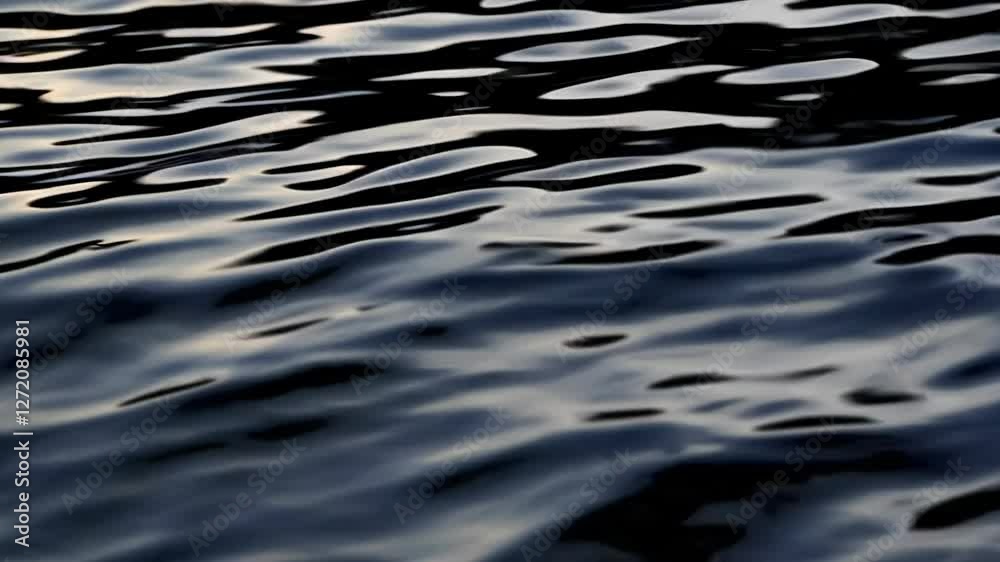 Poster calm dark water surface with gentle ripples, abstract nature background. tranquility and reflection 