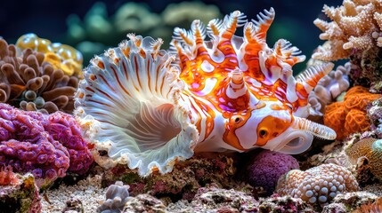 Obraz premium Colorful sea slug on coral reef
