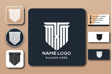 Elegant logo design featuring a stylized shield and column elements.