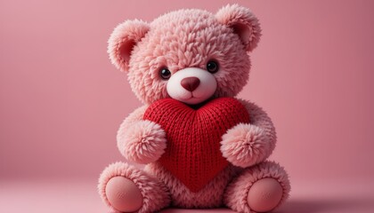 Adorable Teddy Bear with Embroidered Red Heart, Soft Plush Toy