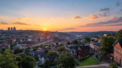 Fototapeta premium Vibrant Sunset Cityscape Panorama