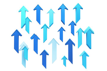 Blue arrows pointing in different directions, isolated on a transparent background.