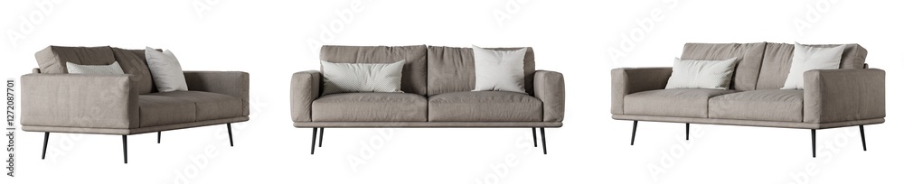 Poster sofa set isolated on white background. 3d render. 3d illustration.