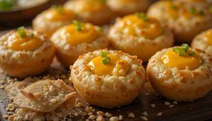 Close-up of Artisan Cheeses on Rustic Wooden Plate