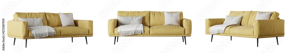Poster sofa set isolated on white background. 3d render. 3d illustration.