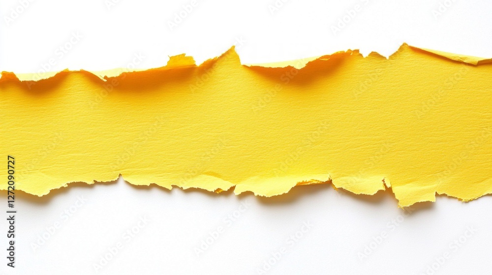 Poster bright yellow strips of torn paper display jagged edges, inviting creativity and artistic exploratio