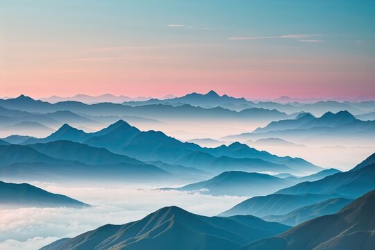 Serene Layered Mountains with Majestic Tranquil Colors for Relaxation