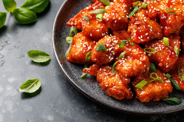 Crispy Sesame Chicken with a sticky asian sauce