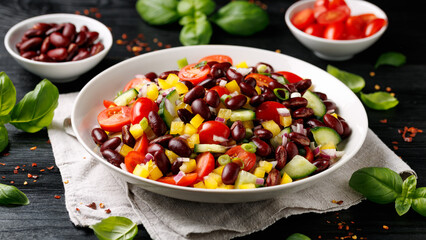 Red kidney bean salad. Healthy food