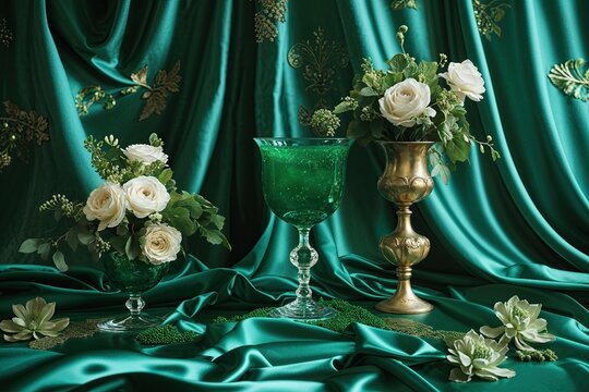 Luxurious Emerald Satin Texture for Stunning Ethereal Background