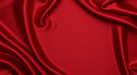 Obraz premium Red Satin Fabric Drape Texture - Luxurious red satin fabric, smooth texture, elegant drape, rich color, sophisticated design. Symbolizing luxury, passion, romance, elegance, and sophistication