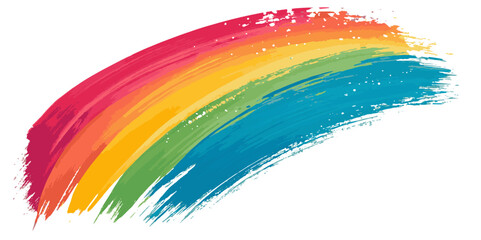Abstract vibrant rainbow color brush stoke paint surface texture white background.