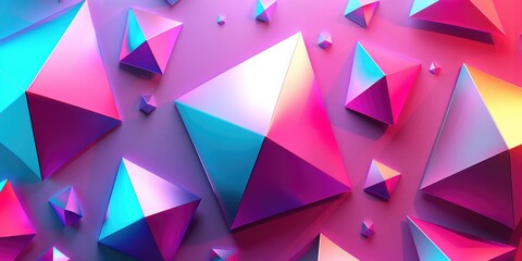 A vibrant arrangement of geometric shapes in pink and blue hues, creating a visually striking and modern abstract design.