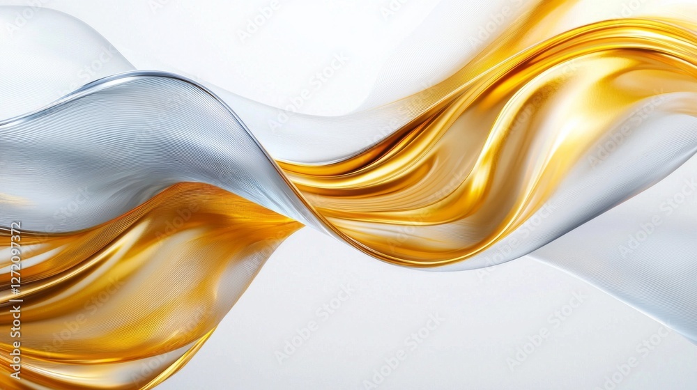 Poster captivating waves of gold and silver weave seamlessly together in a mesmerizing flow, creating a sen