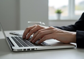 Hands Typing on a Laptop Keyboard