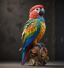 Obraz premium Colorful parrot collectible figurine with intricate detailing and textures, forms, colorful, shapes