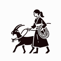 goat herder vector illustration