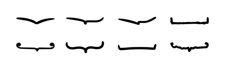 Hand drawn parenthesis. Doodle curly bracket. Vector punctuation sketch figure for quotation. Decorative ornament set for quote