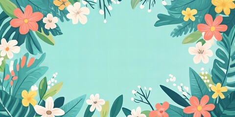 Obraz premium Elegant spring background featuring floral and botanical motifs with soft colors and copy space. Perfect for seasonal designs, greeting cards, and nature-inspired projects.