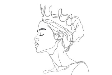 Fototapeta premium Crown, one line drawing.