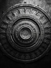 Fototapeta premium Ancient metal sculpture with gears and figures