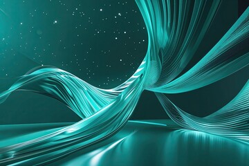 Ethereal Teal Dynamic Curvy Pattern Canvas for Trendy Nightlife Events and Creative Exhibition Banners