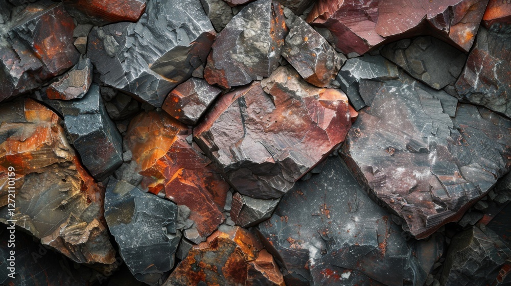 Aufkleber various stones with vivid colors and textures are arranged closely, showcasing their unique patterns