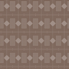 Vector abstract seamless pattern geometric brown lines and squares. Abstract background.