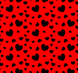 Simple black hearts on red background