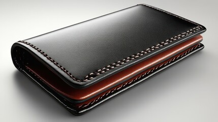 black leather wallet isolated