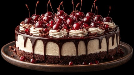 delicious cake with cherries realistic 3d isolated