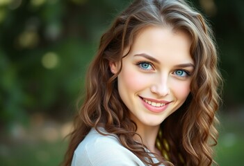 Obraz premium Photorealistic portrait of a healthy young woman in natural light