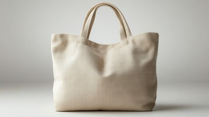 eco friendly beige colour fashion canvas tote bag isolated