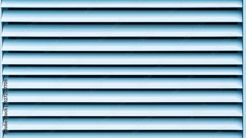 Poster A striking blue wall of a modern building features horizontal lines that create a sense of order and rhythm